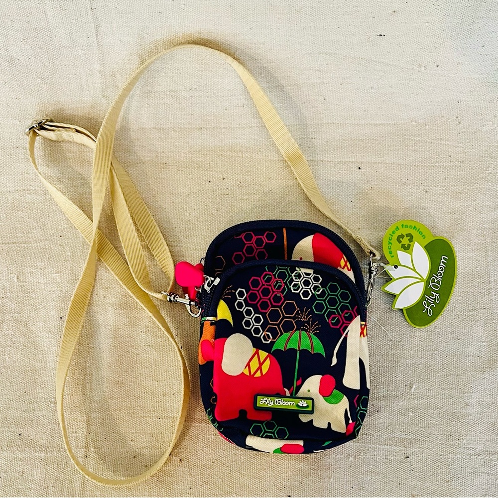 Lily Bloom Elephant Rain Bella Print adjustable Mini Crossbody Bag NWT